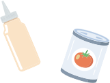 マヨネーズとトマト缶のイラスト