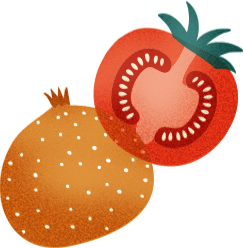 トマトと玉ねぎのイラスト